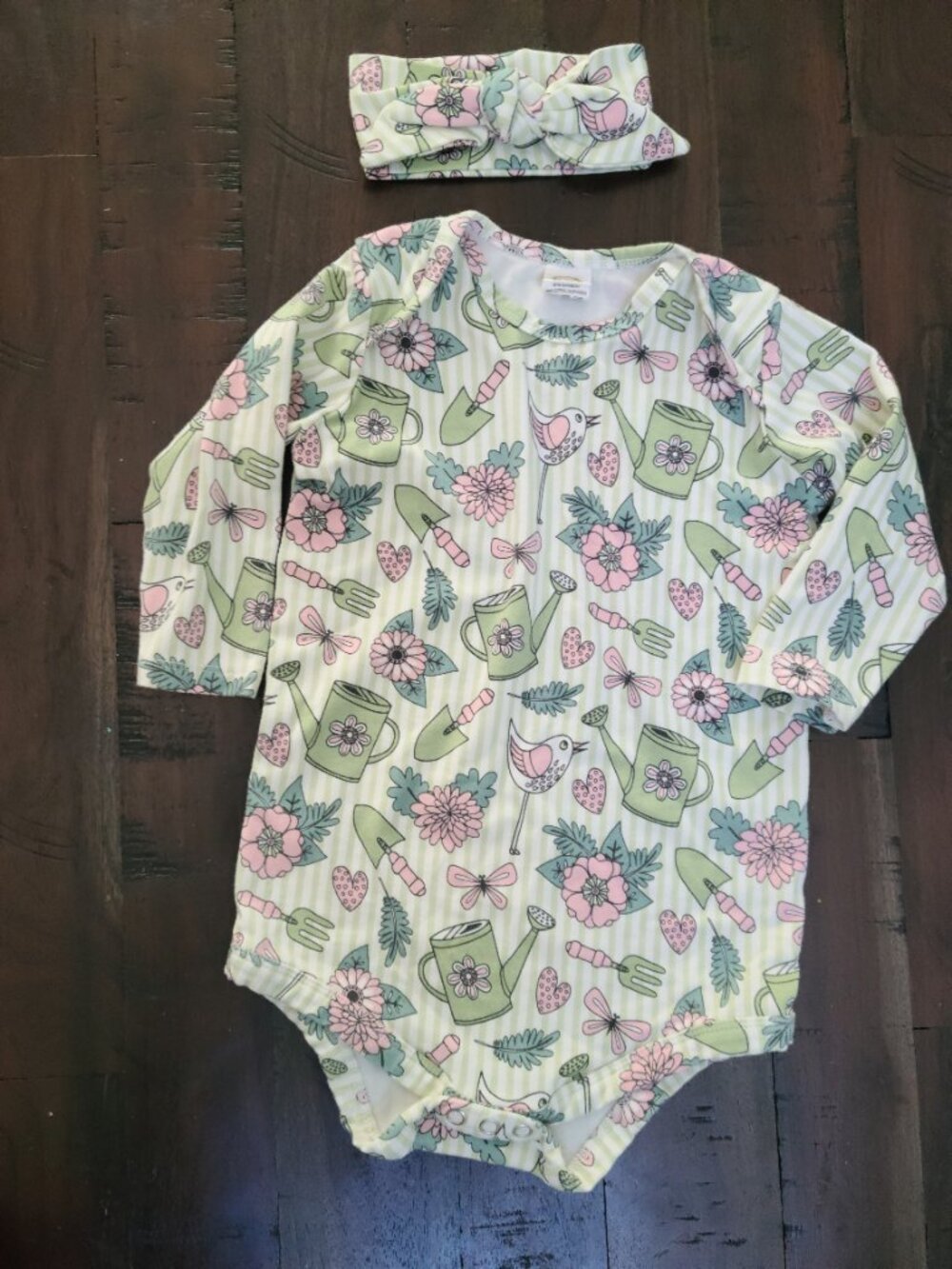 Tesa Babe Garden Print Bodysuit with Headband